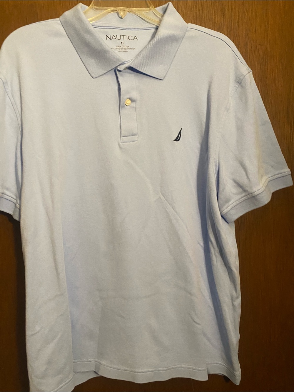 Nautica Men’s Pale Blue Short Sleeve Polo with Sail Logo